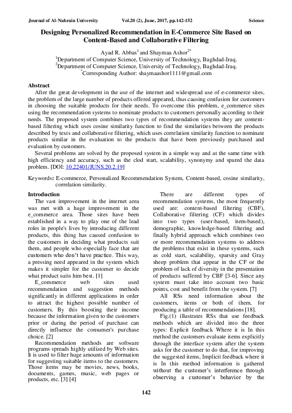 (PDF) Designing Personalized Recommendation in E-Commerce Site Based on ...