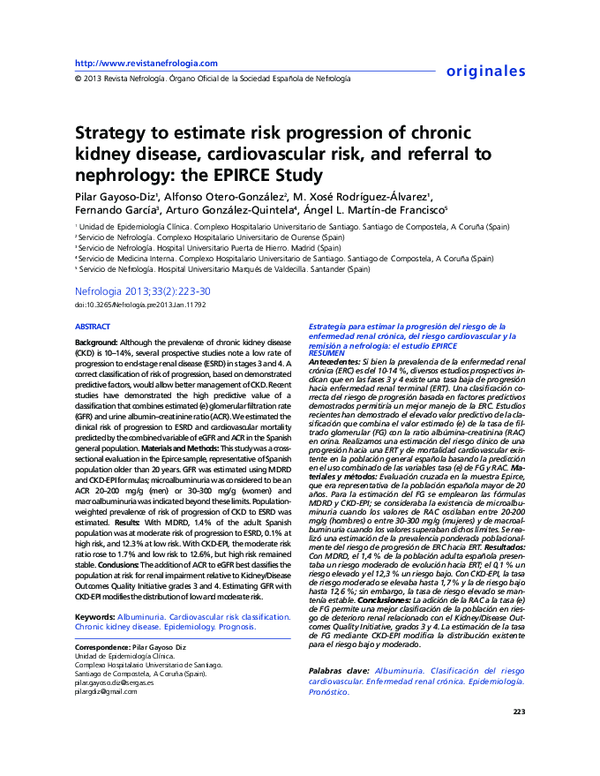(PDF) Strategy to estimate risk progression of chronic kidney disease ...