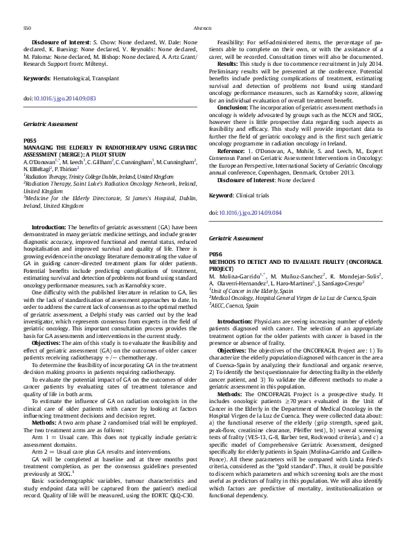 (PDF) Managing the elderly in radiotherapy using geriatric assessment ...