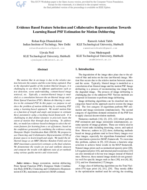 (PDF) Evidence Based Feature Selection and Collaborative Representation ...