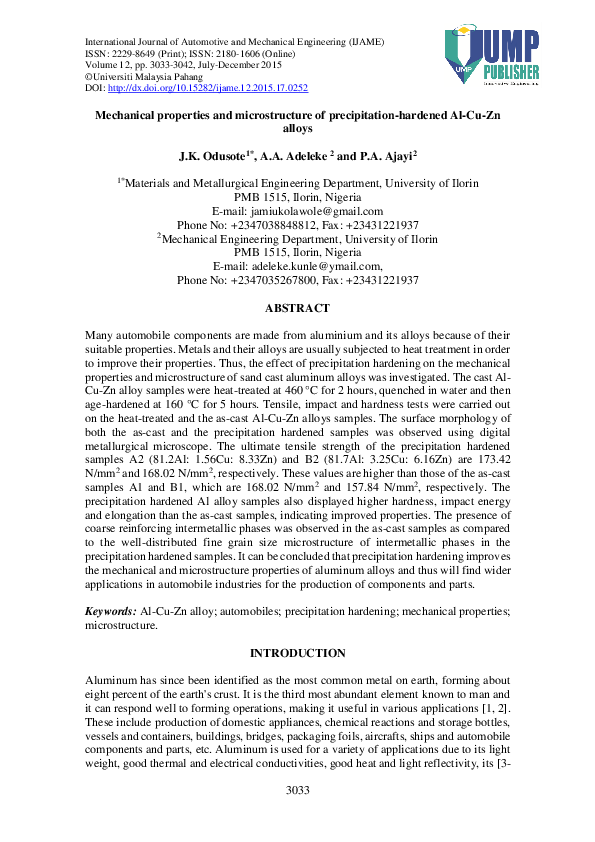 (PDF) Mechanical properties and microstructure of precipitation ...