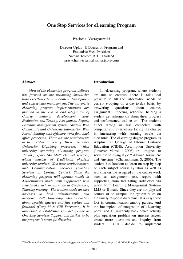 (PDF) One Stop Services For eLearning Program