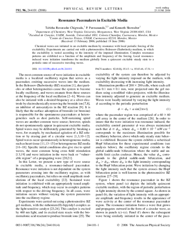 (PDF) Resonance Pacemakers in Excitable Media