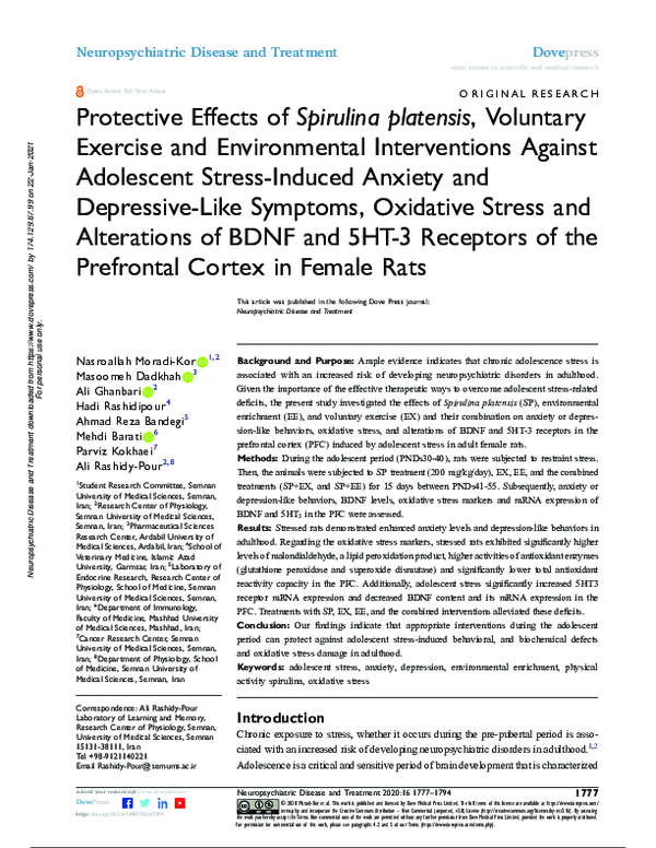(PDF) Protective Effects of Spirulina platensis, Voluntary Exercise and ...