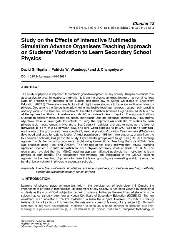 (PDF) Study on the Effects of Interactive Multimedia Simulation Advance ...