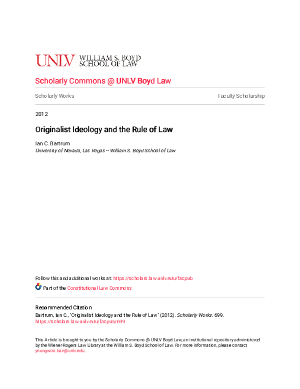 (PDF) Originalist Ideology and the Rule of Law
