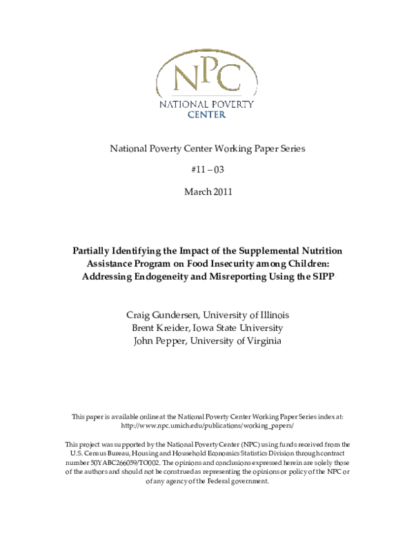(PDF) Partially Identifying the Impact of the Supplemental Nutrition ...