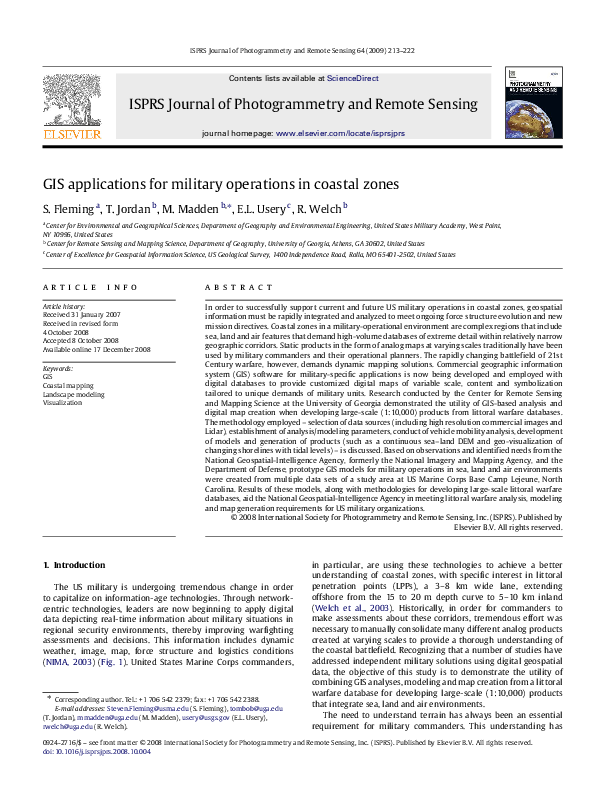 (PDF) GIS applications for military operations in coastal zones