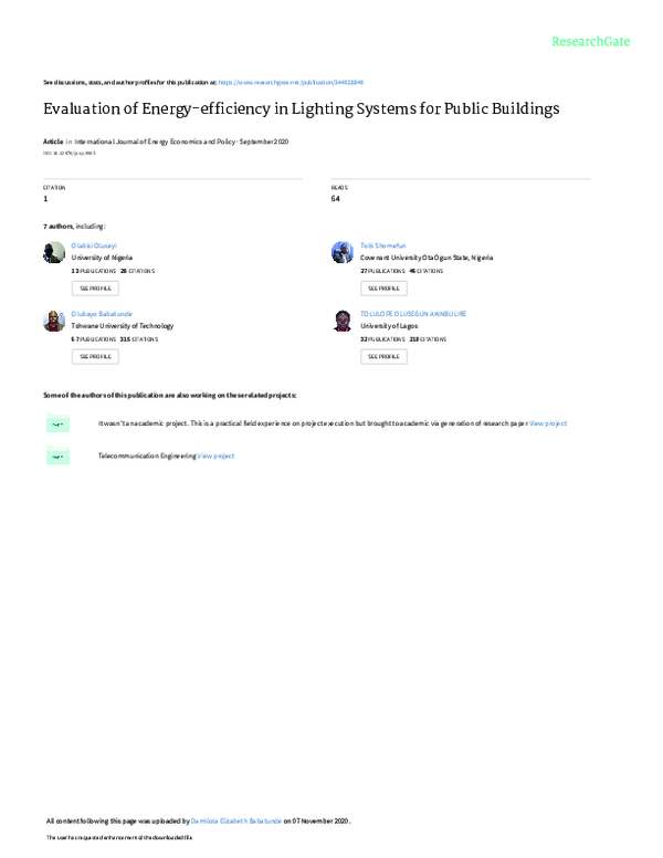 (PDF) Evaluation of Energy-Efficiency in Lighting Systems for Public ...