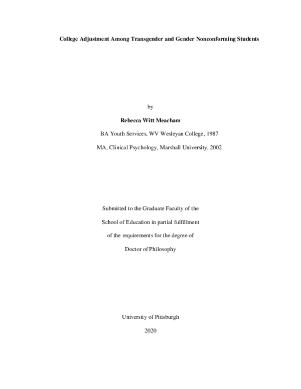 (PDF) College Adjustment Among Transgender and Gender Nonconforming ...