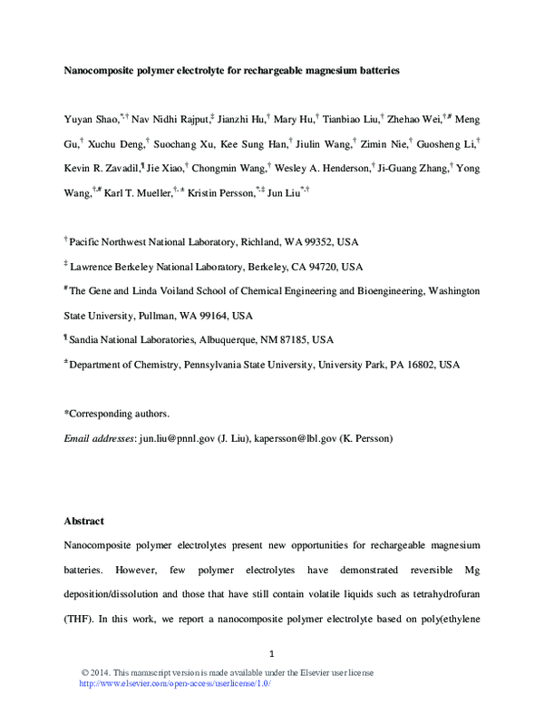 (PDF) Nanocomposite polymer electrolyte for rechargeable magnesium ...