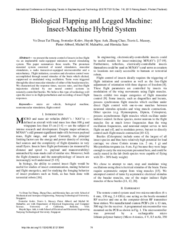 (PDF) Biological Flapping and Legged Machine : Insect-Machine Hybrid System