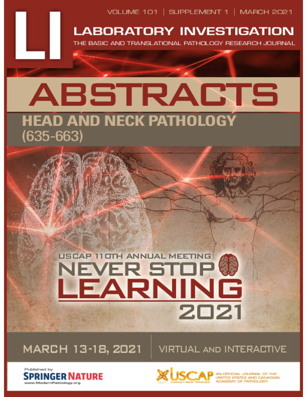 (PDF) Abstracts from USCAP 2021: Head and Neck Pathology (635-663)