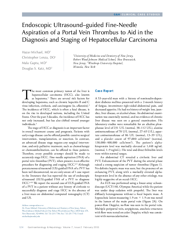 (PDF) Endoscopic ultrasound-guided fine needle aspiration in the ...