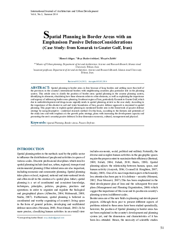 (PDF) Spatial Planning in Border Areas with an Emphasison Passive ...