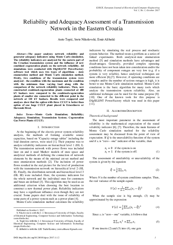 (PDF) Reliability and Adequacy Assessment of a Transmission Network in ...