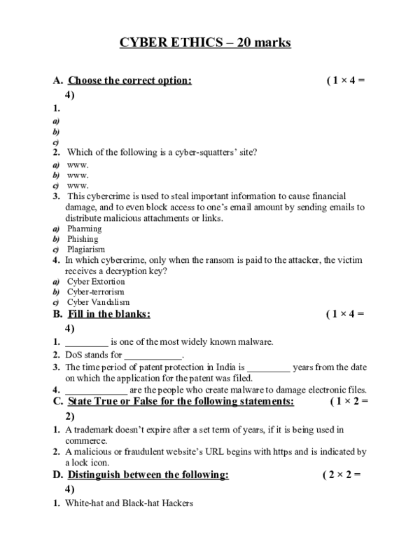 (DOC) CYBER ETHICS WORKSHEET