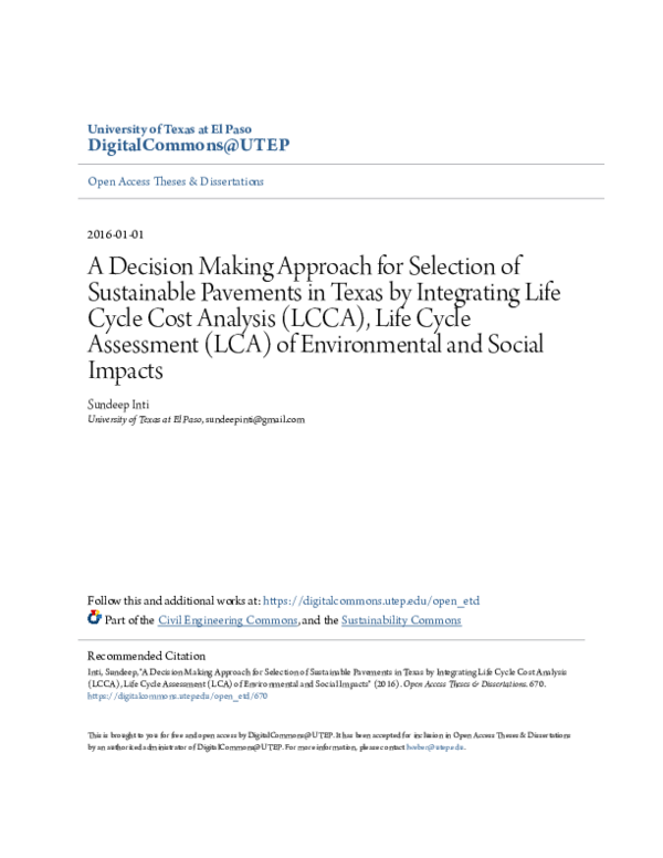 (PDF) A decision making approach for selection of sustainable pavements ...