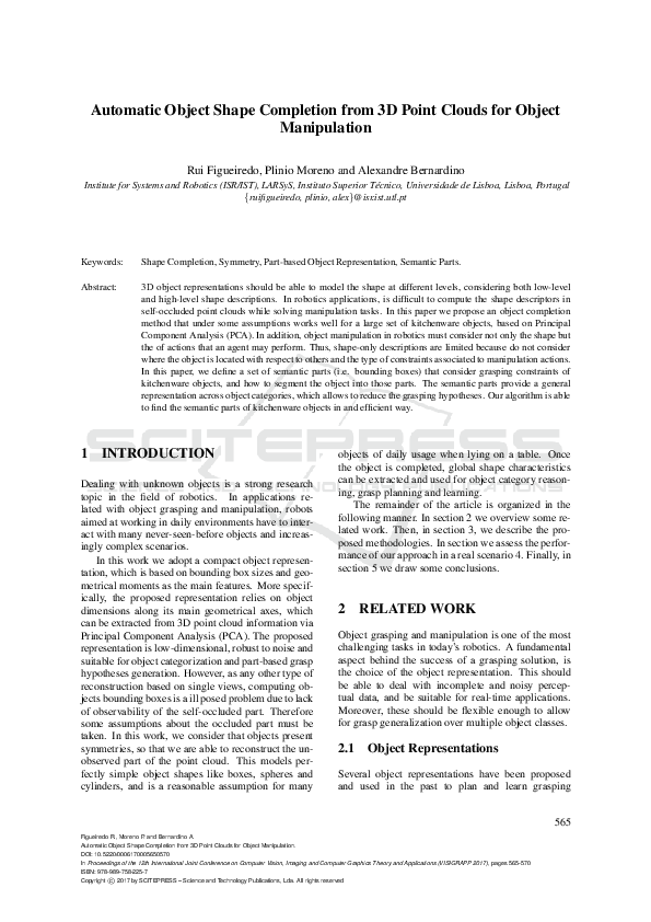 (PDF) Automatic Object Shape Completion from 3D Point Clouds for Object ...