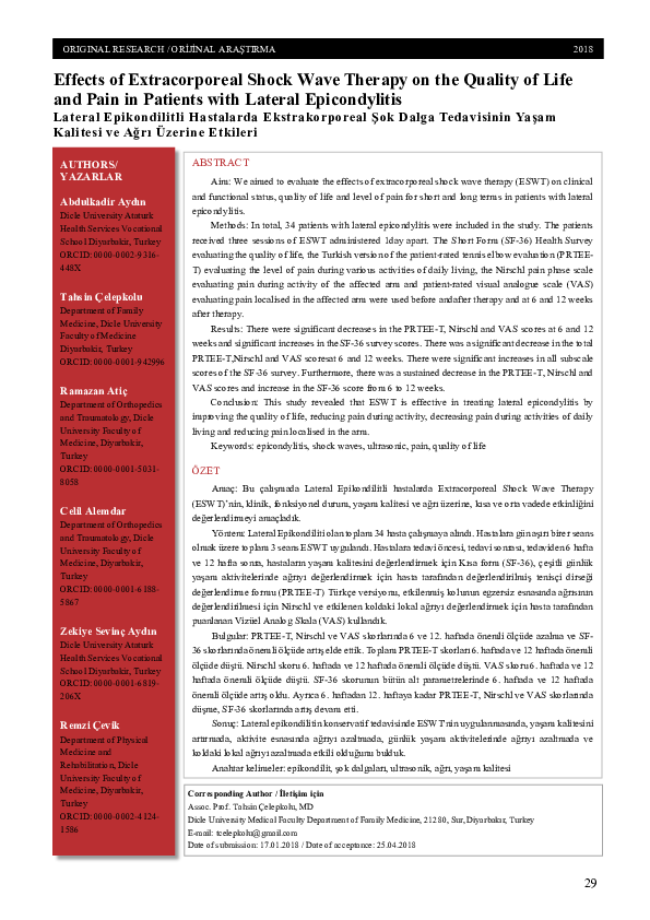 (PDF) Effects of Extracorporeal Shock Wave Therapy on the Quality of ...