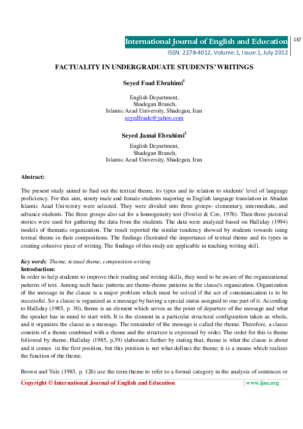 (PDF) Factuality in Undergraduate Students’ Writings