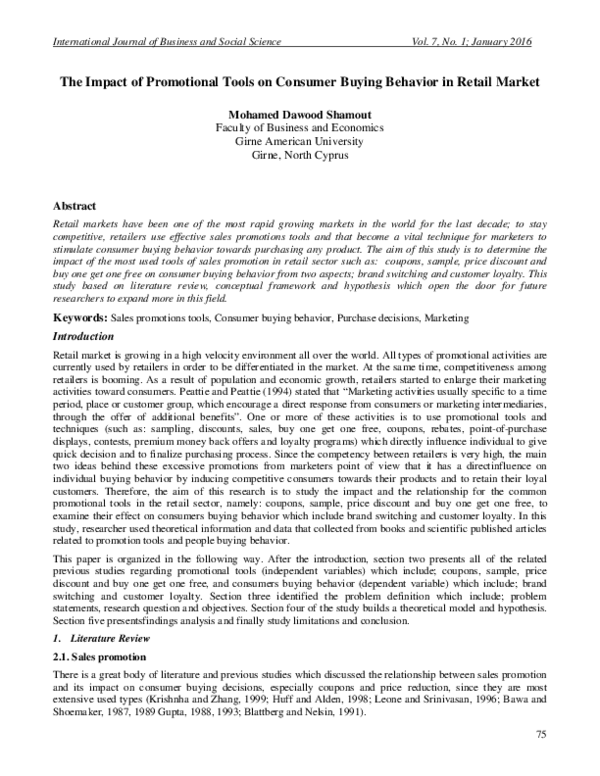 (PDF) The Impact of Promotional Tools on Consumer Buying Behavior in ...