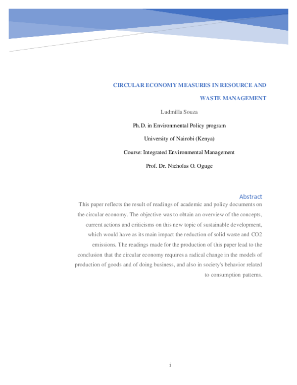 (PDF) CIRCULAR ECONOMY MEASURES IN RESOURCE AND WASTE MANAGEMENT