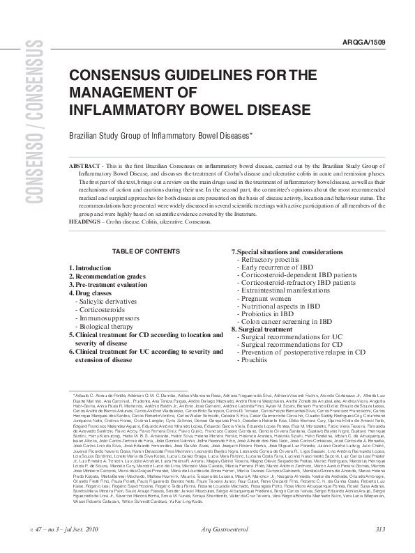 (PDF) Consensus guidelines for the management of inflammatory bowel disease