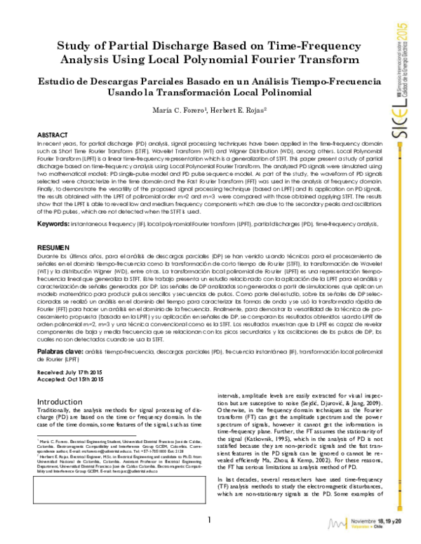 (PDF) Study of Partial Discharge Based on Time-Frequency Analysis Using ...