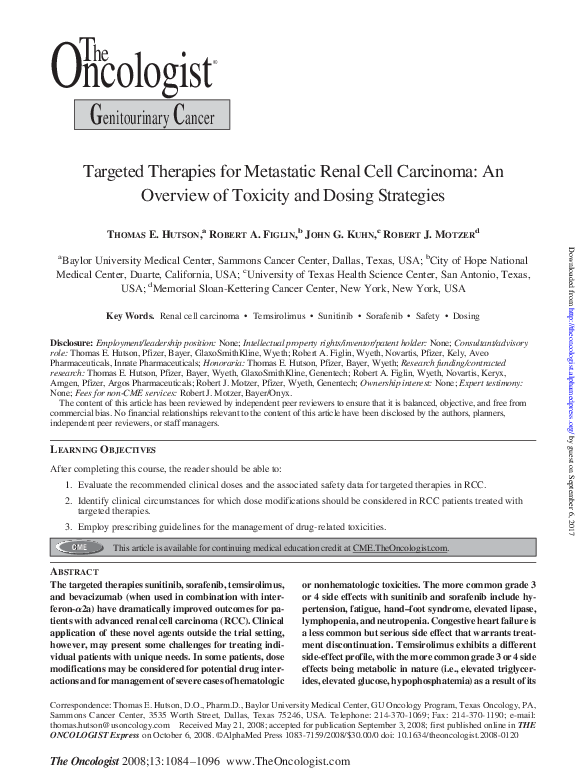 (PDF) Targeted therapies for metastatic renal cell carcinoma: an ...
