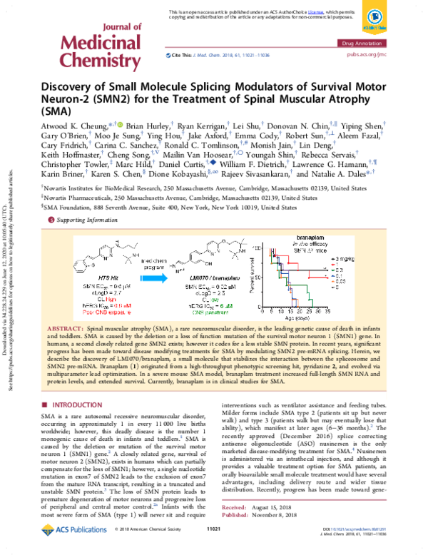 (PDF) Discovery of small molecule splicing modulators of survival motor ...