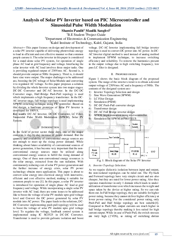(PDF) Analysis of Solar PV Inverter based on PIC Microcontroller and ...