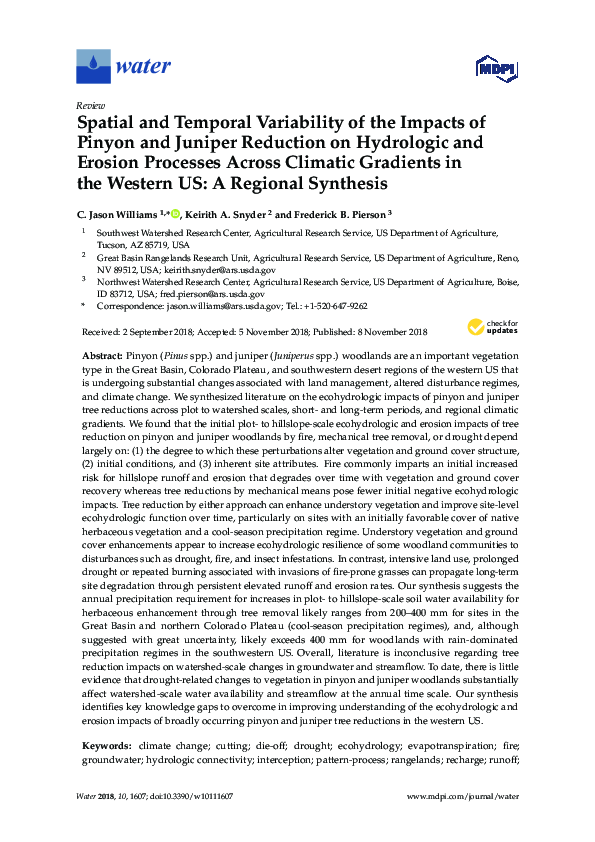 (PDF) Spatial and Temporal Variability of the Impacts of Pinyon and ...