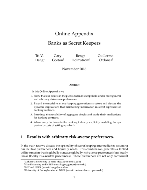 (PDF) Online Appendix Banks as Secret Keepers