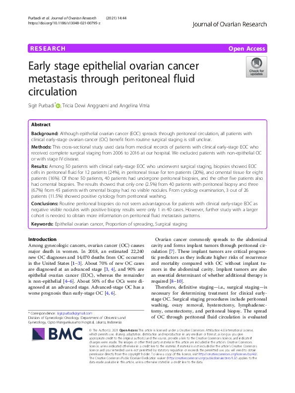 (PDF) Early stage epithelial ovarian cancer metastasis through ...