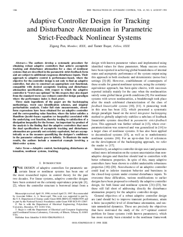 (PDF) Adaptive controller design for tracking and disturbance ...