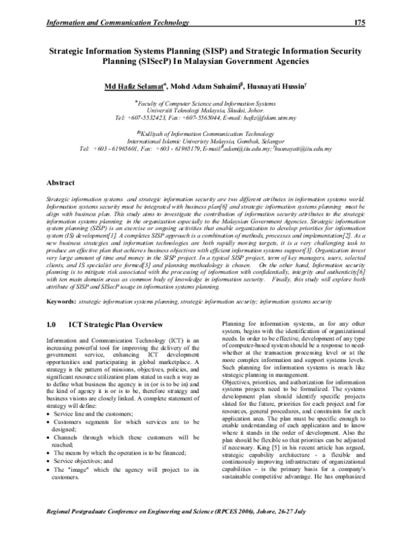 (PDF) Strategic Information Systems Planning (SISP) and Strategic ...