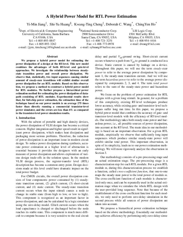 (PDF) A Hybrid Power Model for RTL Power Estimation