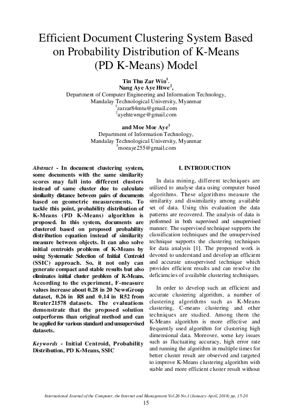 (PDF) Efficient Document Clustering System Based on Probability ...
