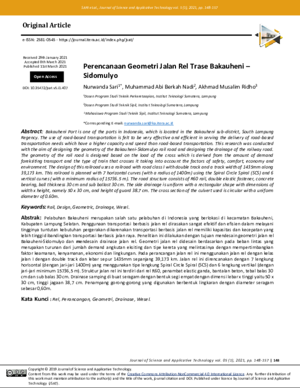 Pdf Perencanaan Geometri Jalan Rel Trase Bakauheni Sidomulyo