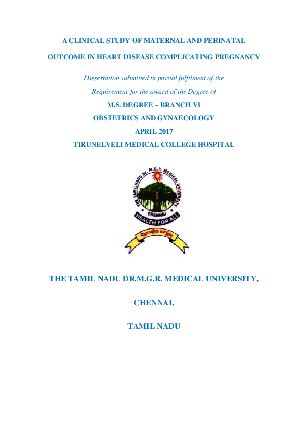 (PDF) A Clinical Study of Maternal and Perinatal Outcome in Heart ...