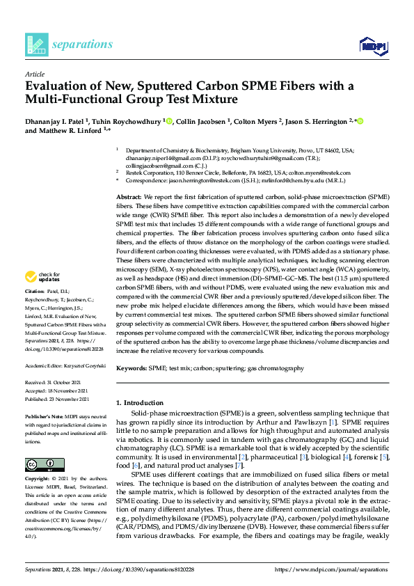(PDF) Evaluation of New, Sputtered Carbon SPME Fibers with a Multi ...