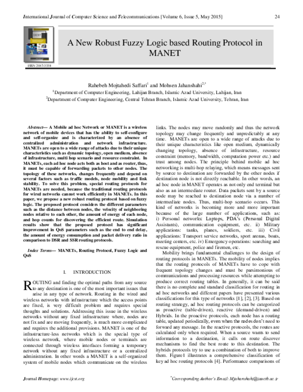 (PDF) A New Robust Fuzzy Logic based Routing Protocol in