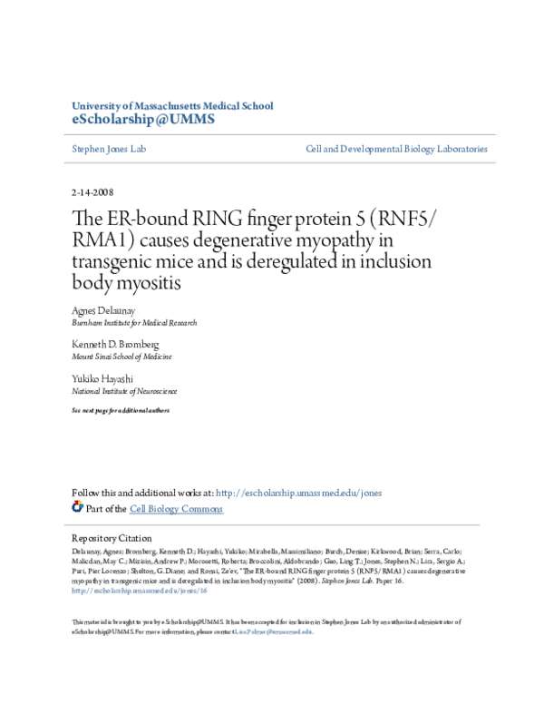 (PDF) The ER-Bound RING Finger Protein 5 (RNF5/RMA1) Causes ...