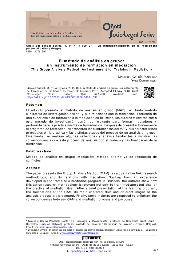 (PDF) El método de análisis en grupo: un instrumento de formación en ...