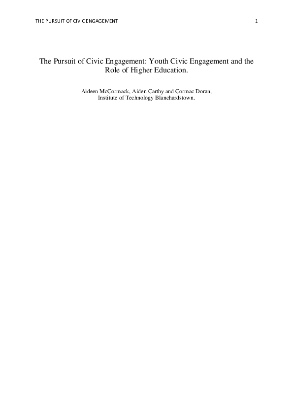 (PDF) The Pursuit of Civic Engagement: Youth civic engagement and the ...