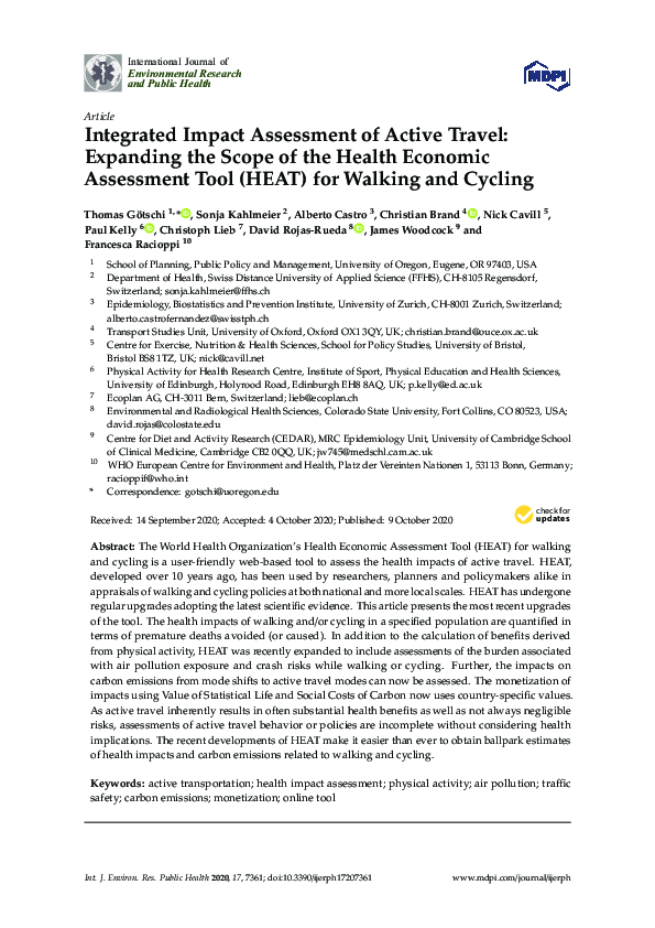 (PDF) Integrated Impact Assessment of Active Travel: Expanding the ...