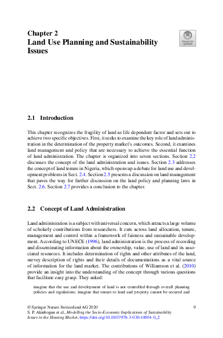 (PDF) Land Use Planning and Sustainability Issues