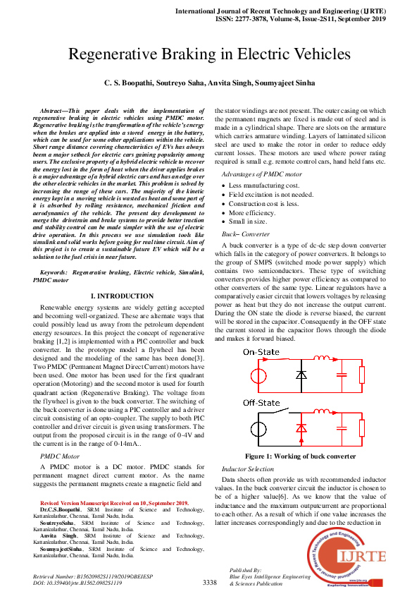 (PDF) Regenerative Braking in Electric Vehicles