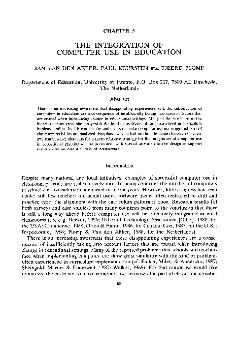 (PDF) The integration of computer use in education